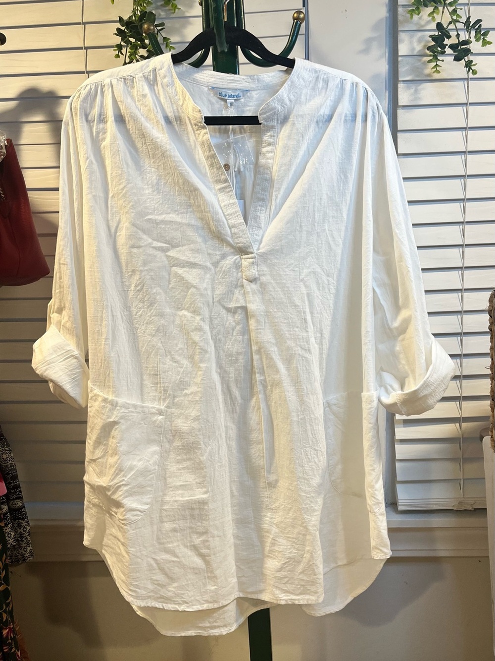100% Cotton Blue Island White Swim Suit /Beach Cover up L